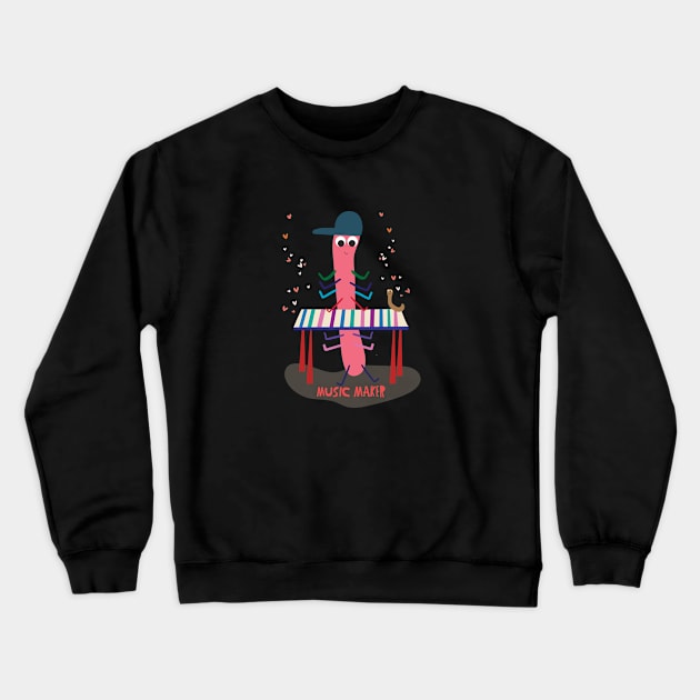 Music Maker Inchworm Crewneck Sweatshirt by Loo McNulty Design